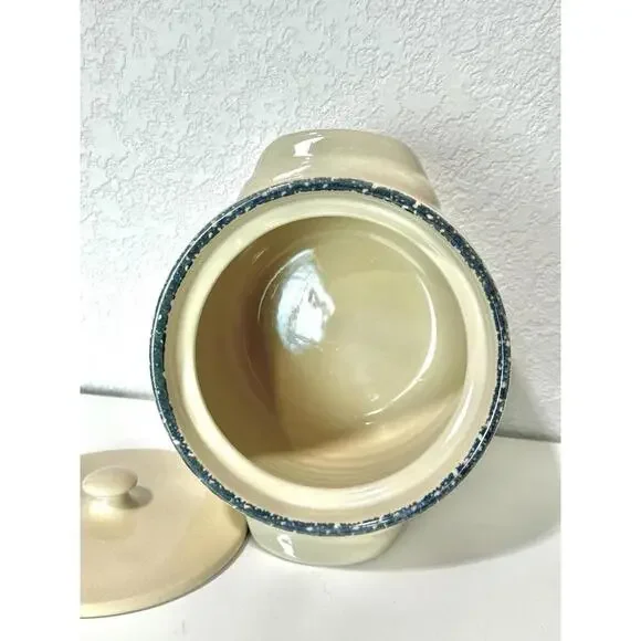 Home & Garden Party Lg Stoneware Ceramic Pot with Handles Lid and Floral Design - Picture 11 of 16